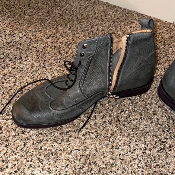 Kenneth Cole Quick Think-R Gray Leather Ankle Boots Size 12 - Picture 3 of 8